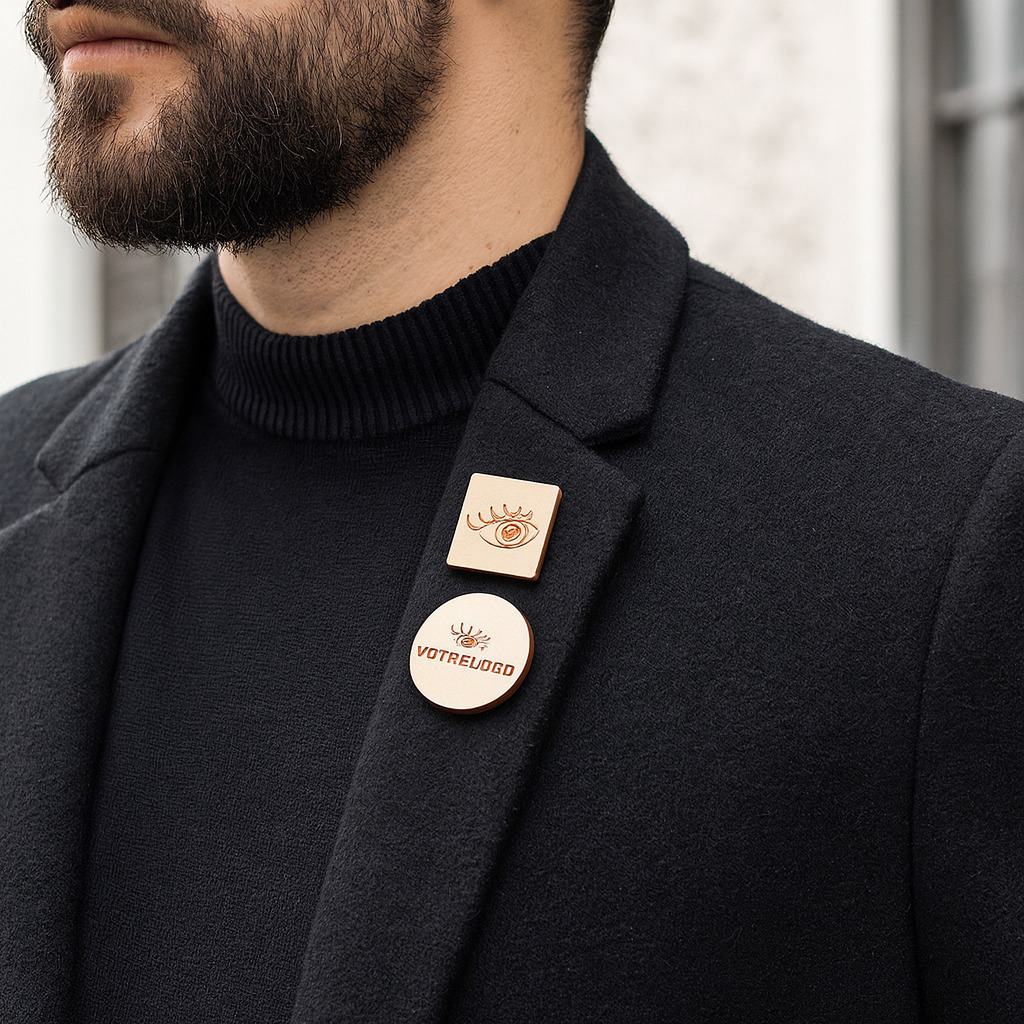 badge en bois personnalisable